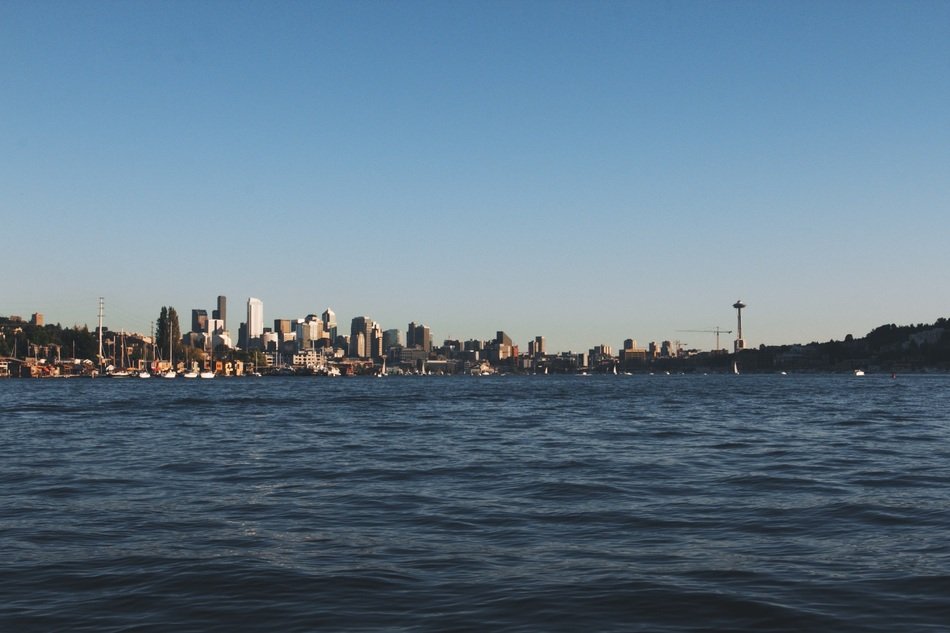 Beautiful skyline with buildings on the coast