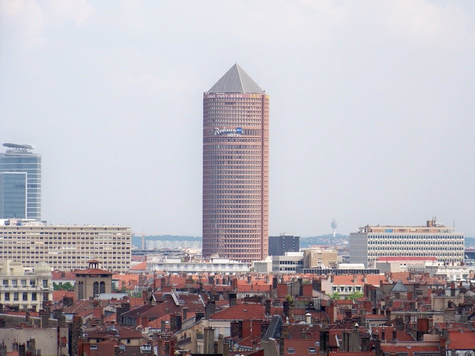 panorama of the tower in the center of Lyon