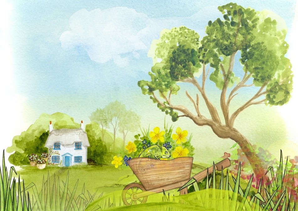scenic landscape art flower