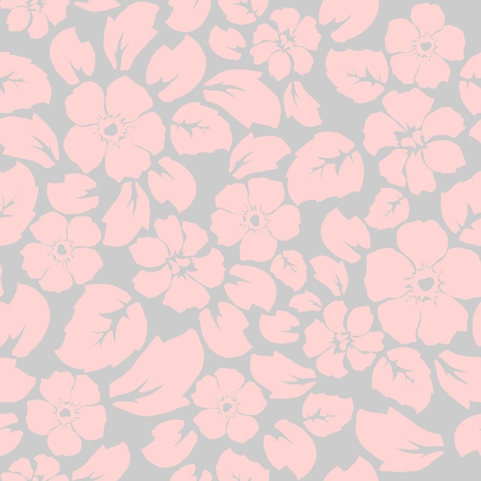 pattern flowers leaves pink grey