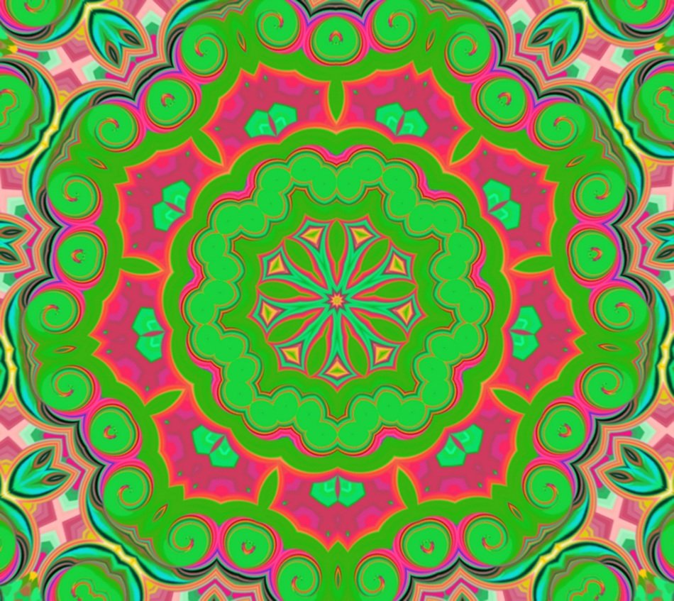 mandala orange green kaleidoscope