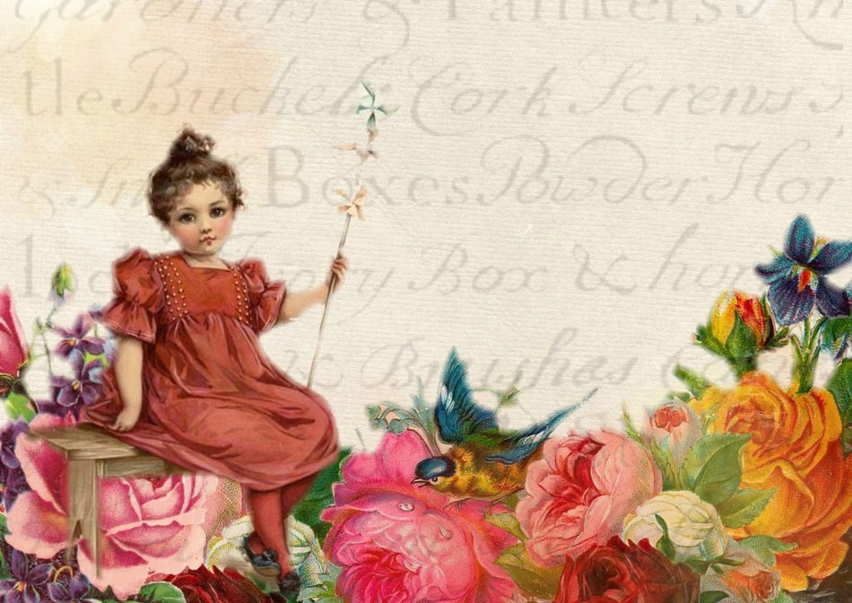 girl background vintage roses