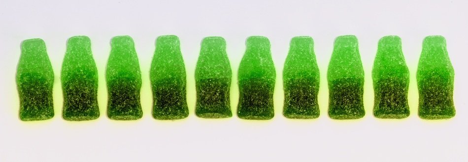 sweets chewy bottles green dessert