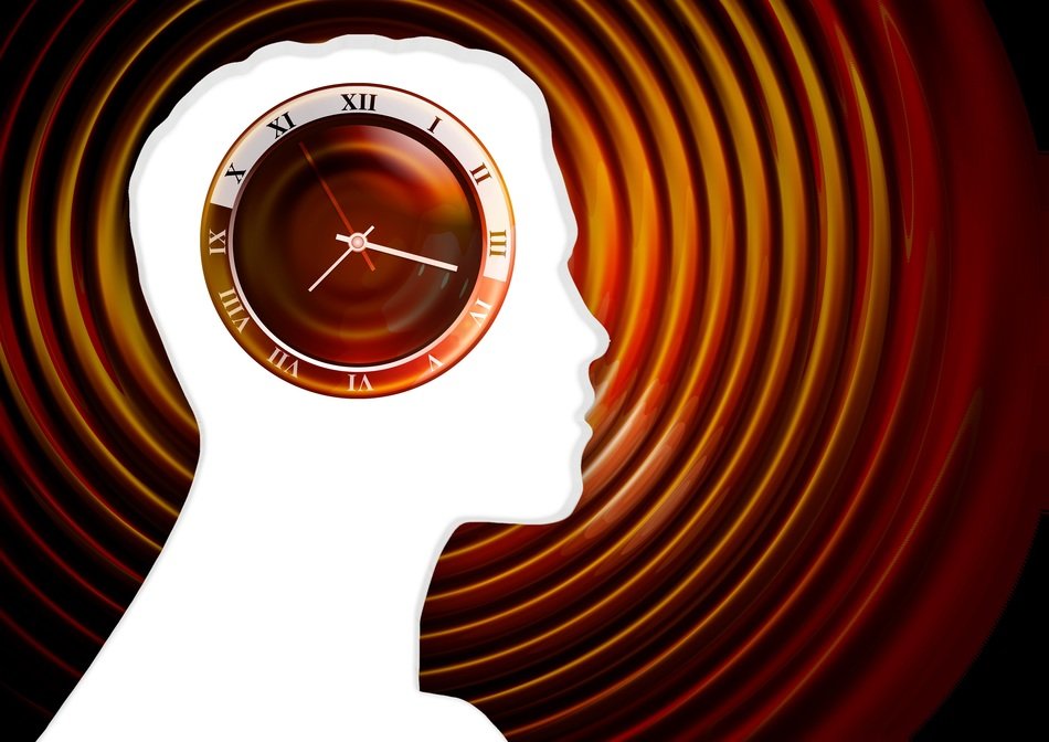 face silhouette clock time head