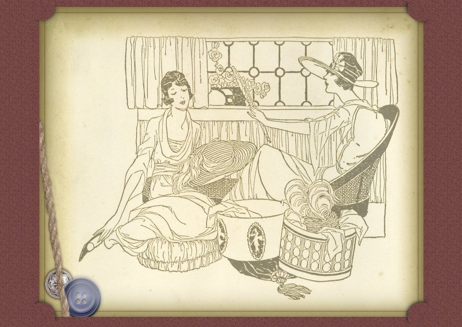 vintage card greeting ladies