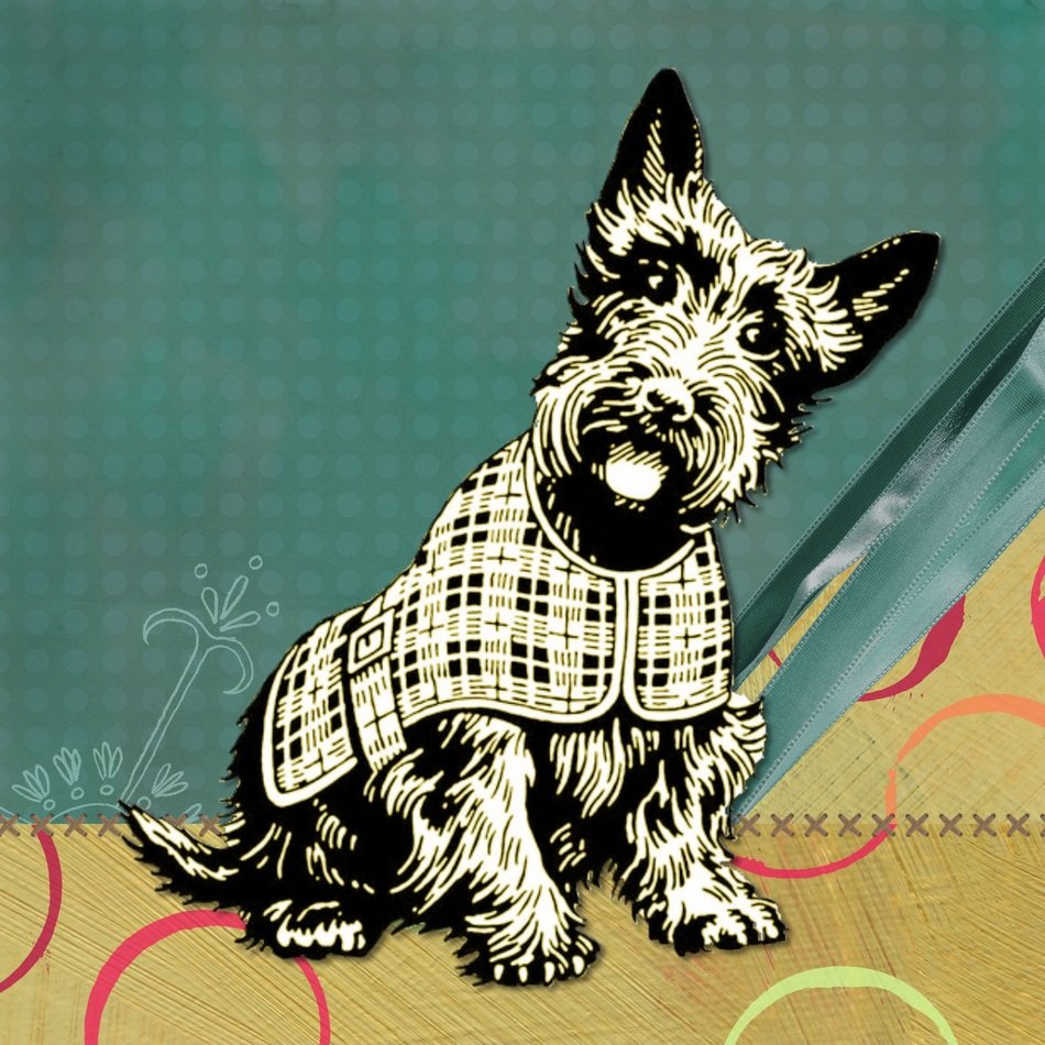 scottish dog modern teal