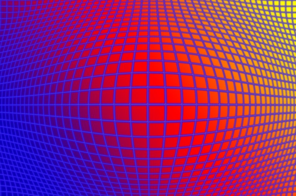 poster with the image of a blue digital grid on a colored background