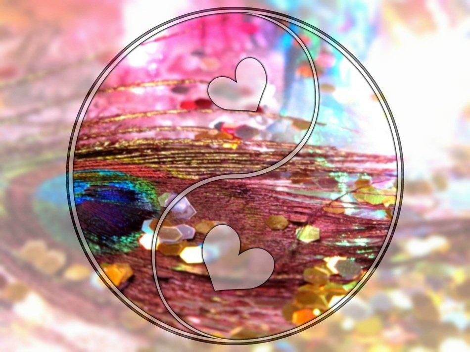yang hearts circle background