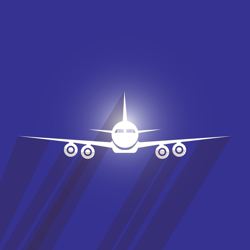 modern plane on blue background, drawing