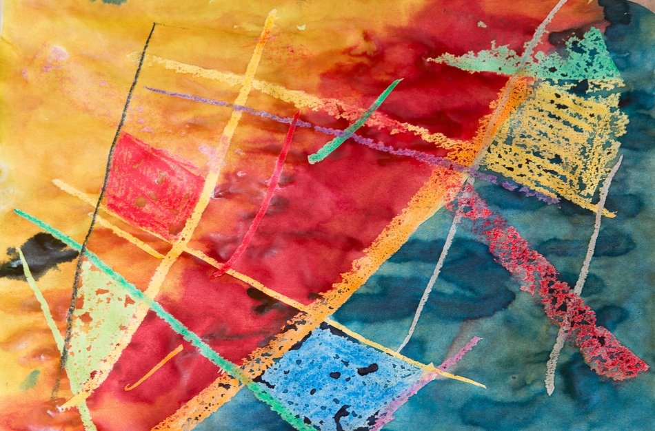 painting watercolor wax stains red