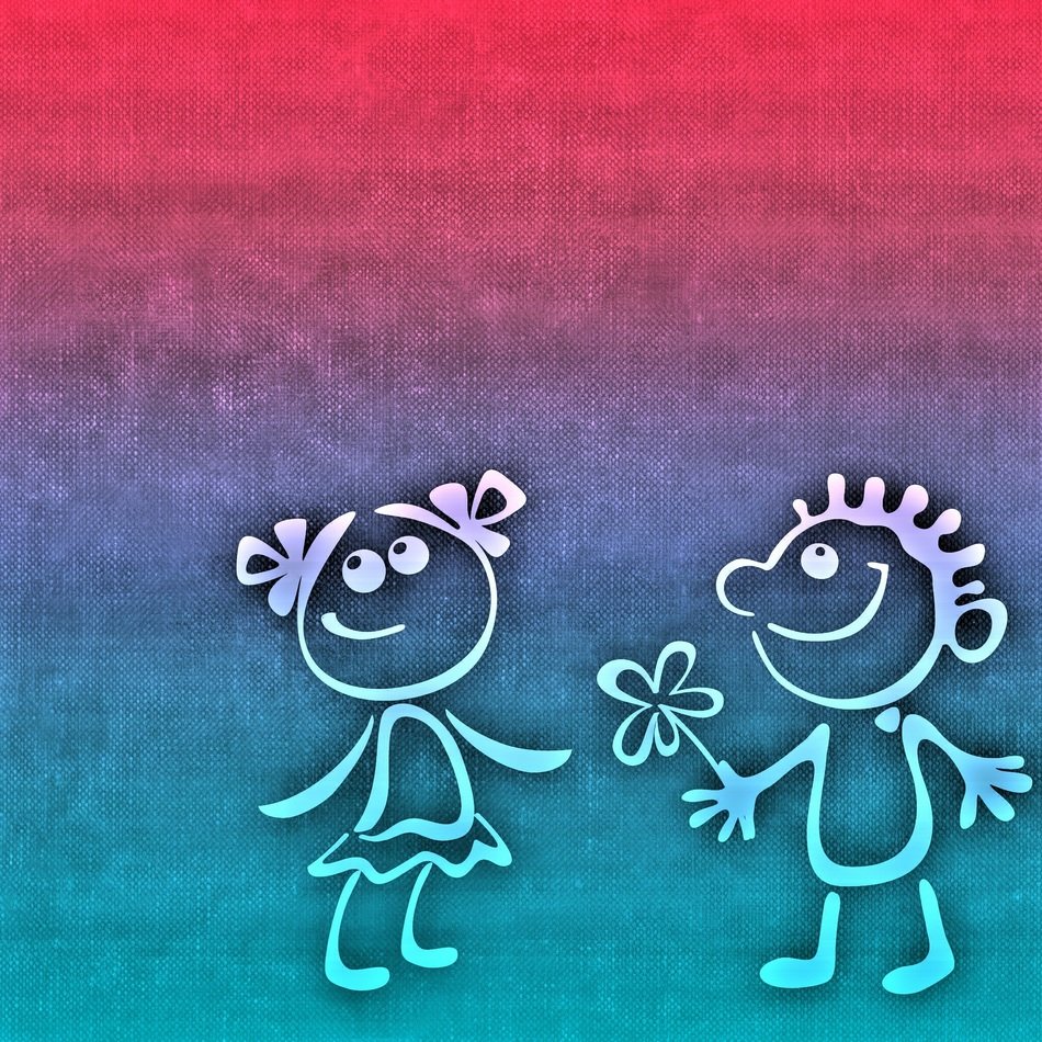background with funny romantic children