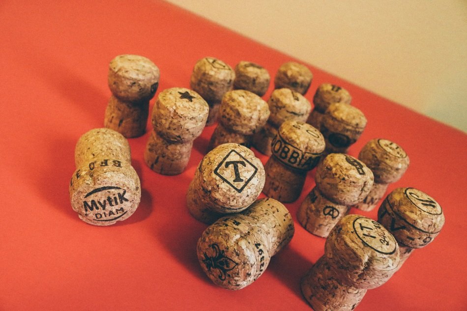 wine and champagne wooden corks