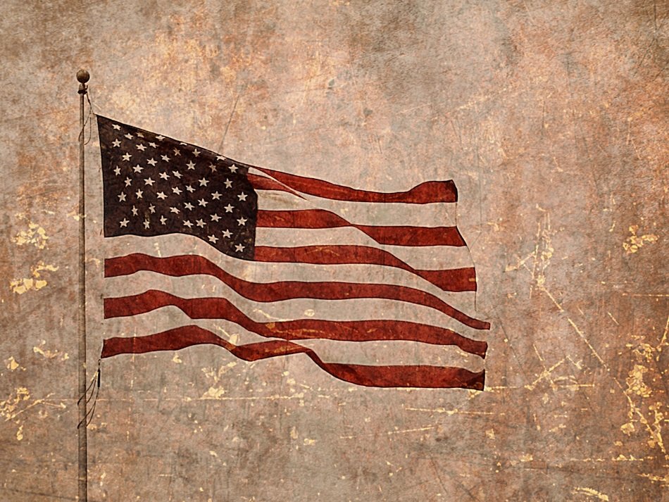 American flag on a rough texture