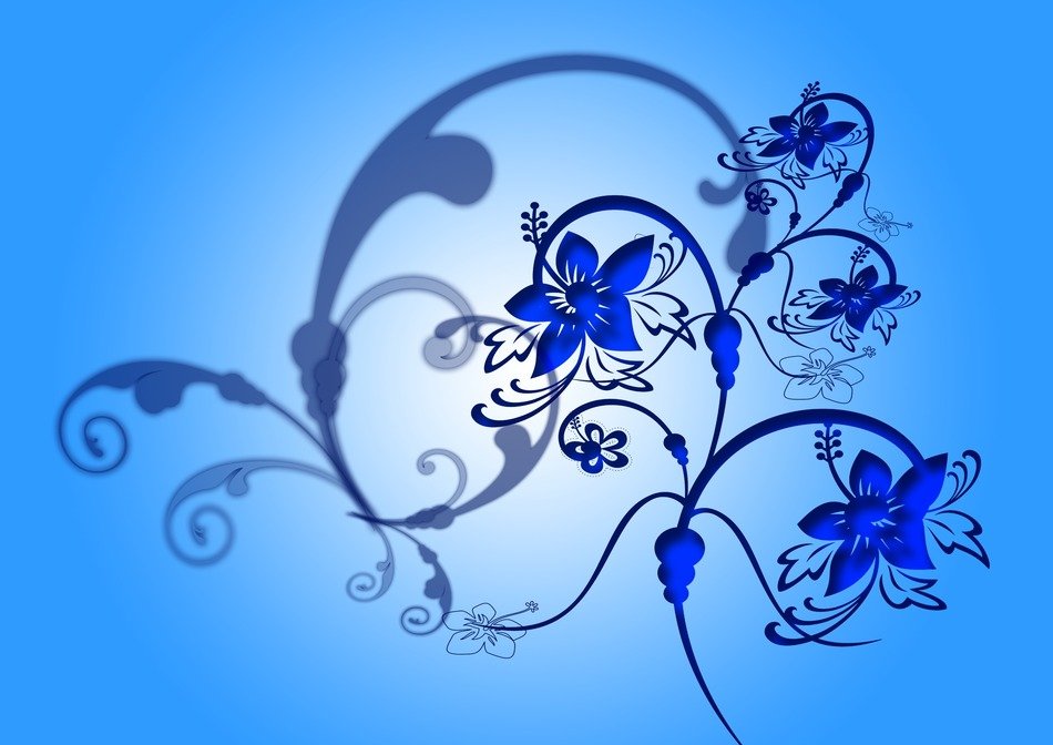 blue decorative background with flowers