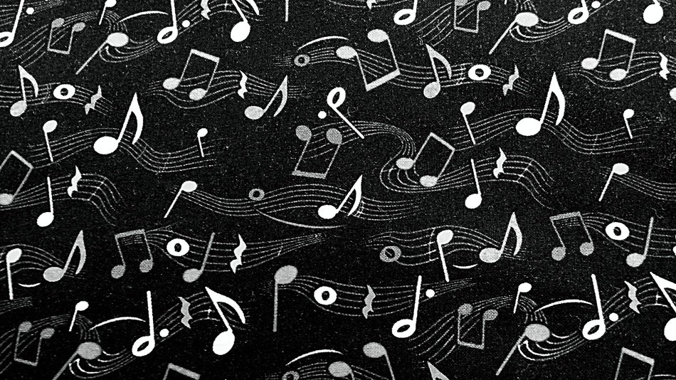 black background with flying music notes