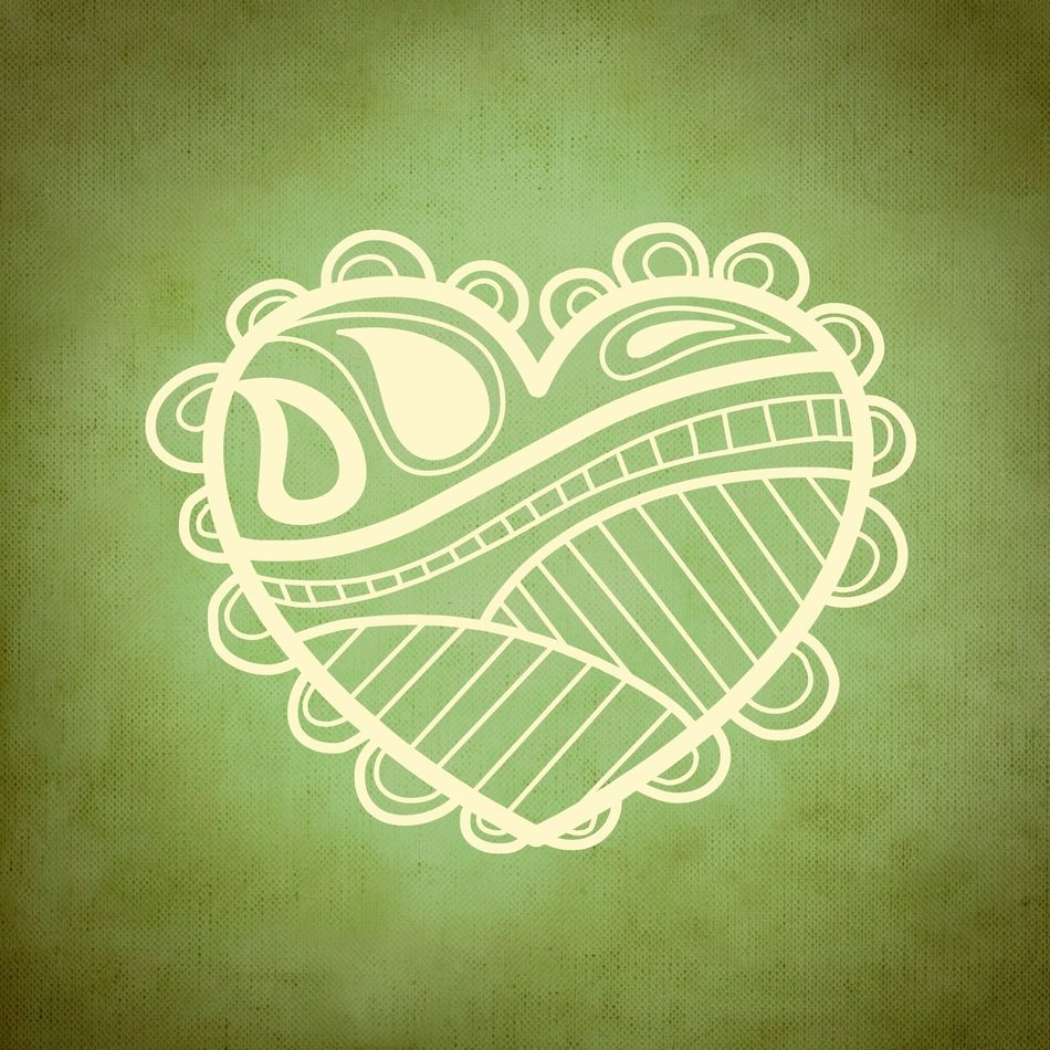 greenish background with drawn heart