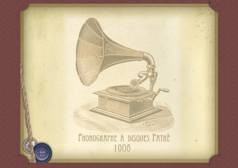 vintage card greeting gramophone
