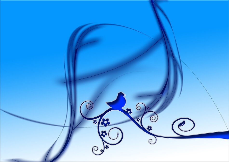 digital bird on the flowering tree branch