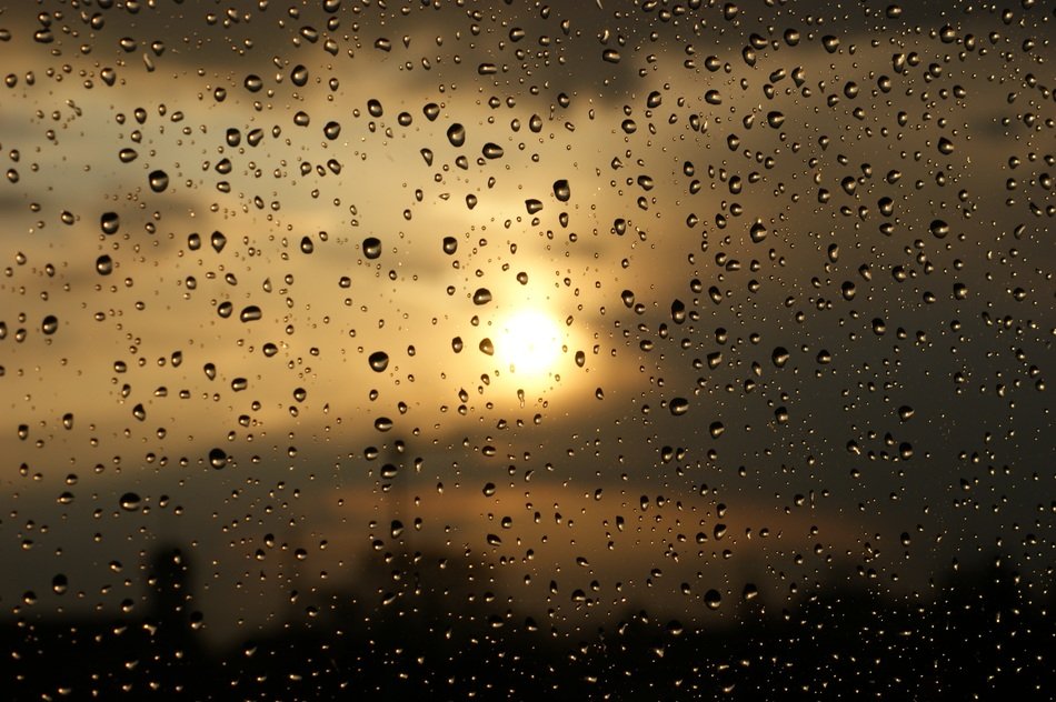 drops rain water clouds sunset