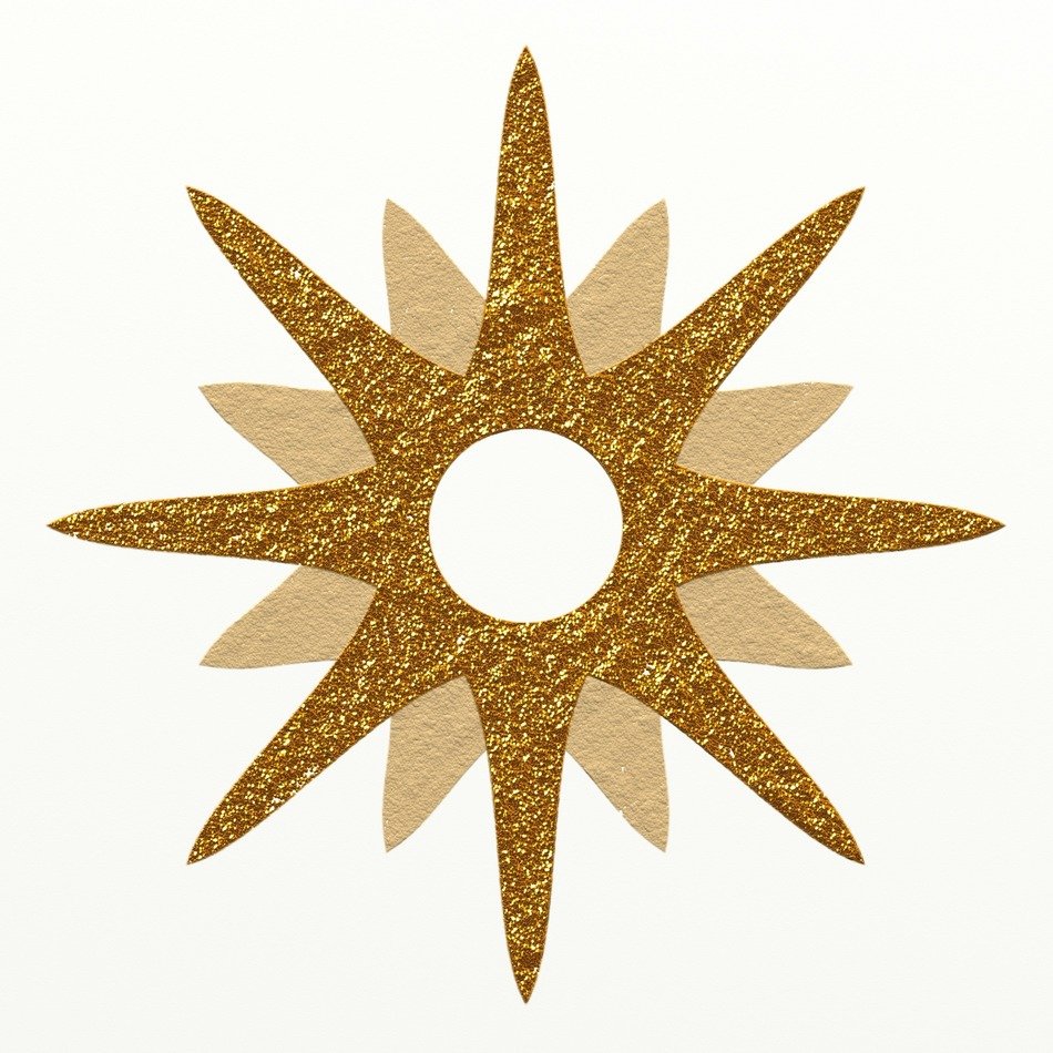 star golden glittering yellow rays