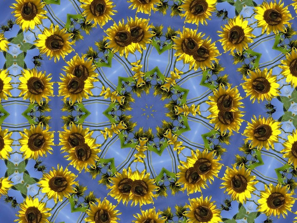 kaleidoscope sonnenblumnen sky