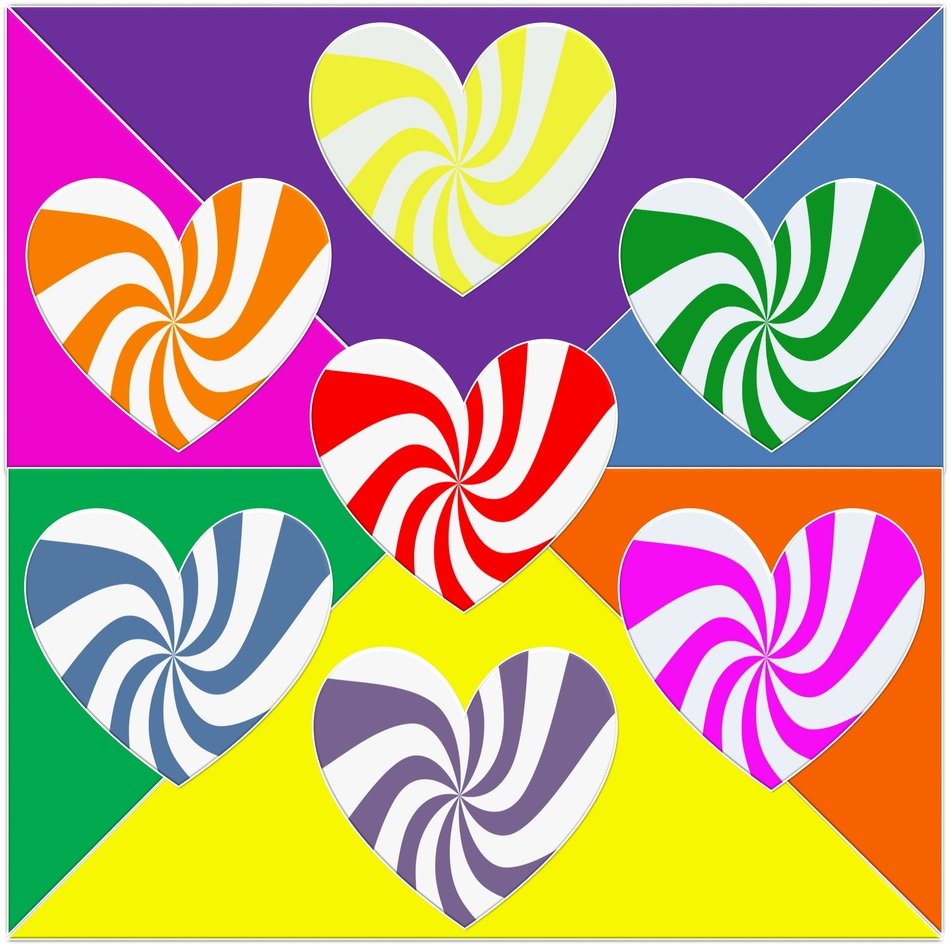 rainbow color heart valentine wavy