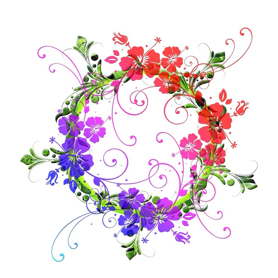 red blue purple color flowers floral design pattern