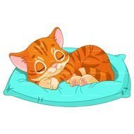 Sleeping red Cat drawing