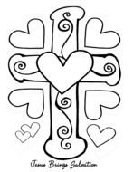 drawing of a cross with a heart