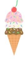 cone with three types of ice cream