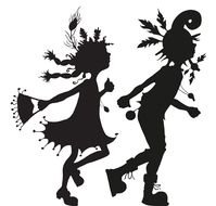 Person And Animal Silhouettes drawing