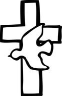 Black and white drawing of Holy Spirit clipart