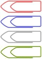 four colorful Paper Clips, drawing
