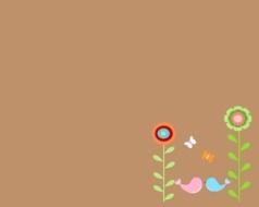 floral pattern with birds on a brown background