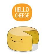 hello Cheese, cartoon smiling cheese head