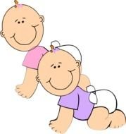 Twin Baby Girls Clip Art N2