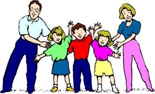 clipart parents with children on a black background