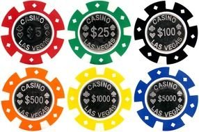 six casino chips