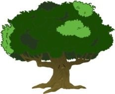 painted big oak with green crown