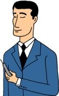 drawing of a man in a blue suit