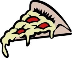 drawn slice of pizza with hot cheese