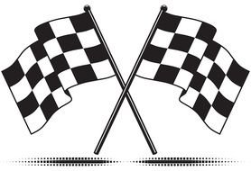 Two black and white checkered flags clipart