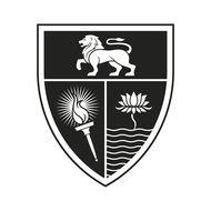 black and white shield with drawings