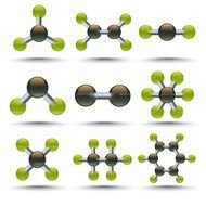 Different molecule models clipart