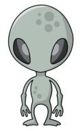 gray alien on a white background