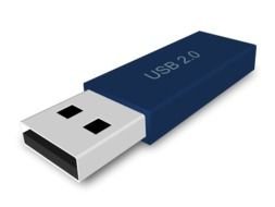 dark blue computer flash drive on black background