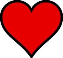 outlined red heart drawing