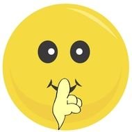 smiley with finger near mouth