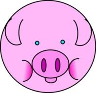 round pink Pig face, drawing