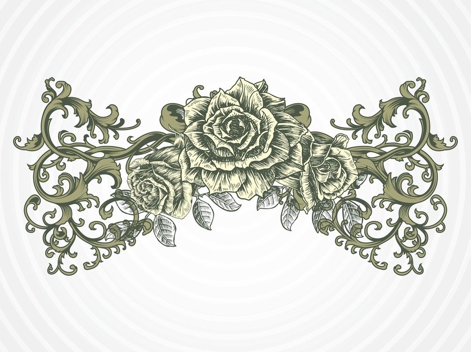 pattern with retro roses as background